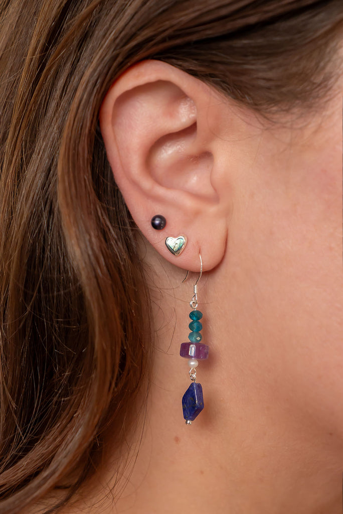 Our Inez gemstone earrings bring together an unusual colour combination, a perfect little swing style to add a pop of colour.