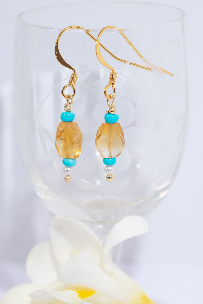 Made in the colours of Summer. These gorgeous petite gemstone earrings are the embodiment of Summer days by the sea.