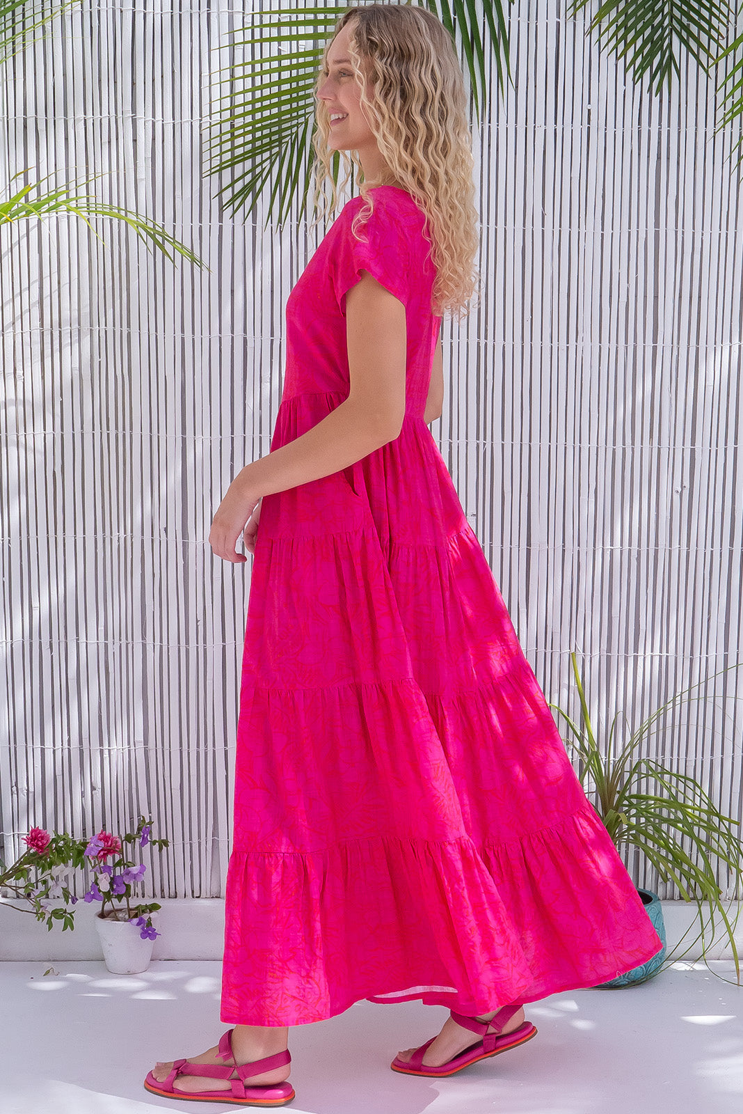 Lucky Lulu Tropical Cerise Maxi Dress | Mombasa Rose Boutique | Beachy