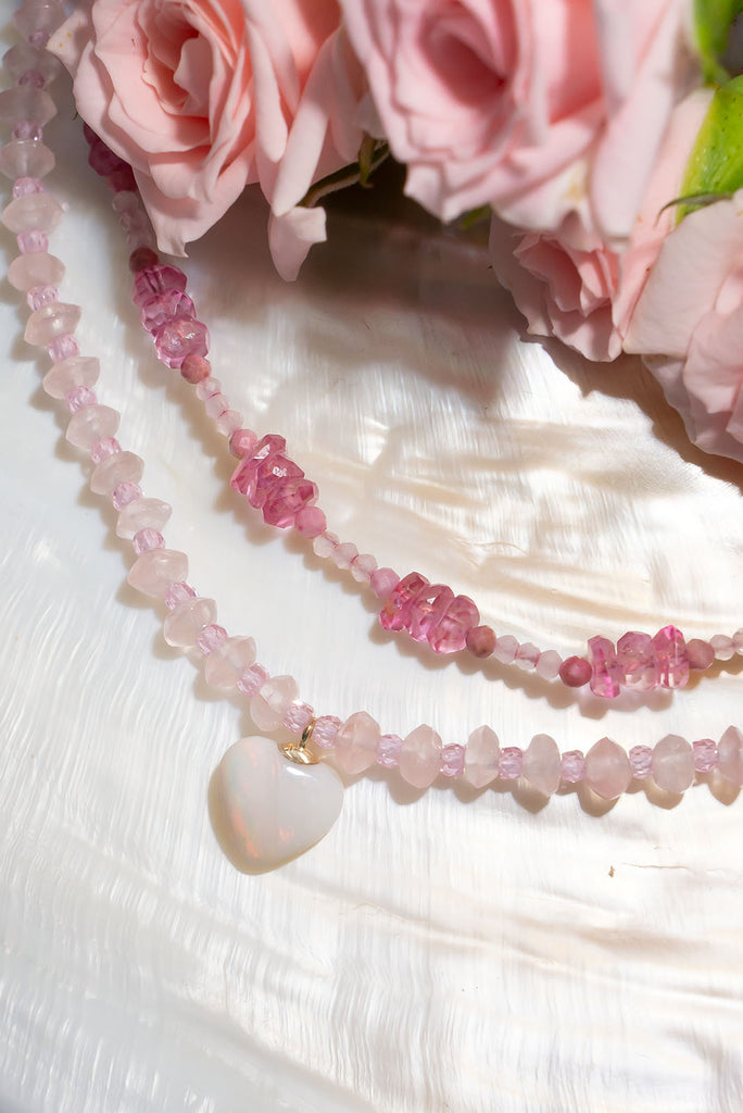 Fall in love with the prettiest of pastel pink gemstones. This romantic piece is a soft & sparkling love letter.