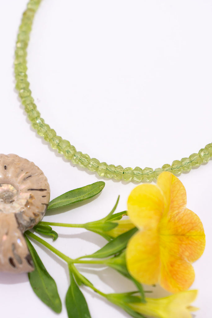 The perfect jewellery staple, this delicate strand of beautiful green peridot can be worn on its own or layer it in your next colourful necklace stack.