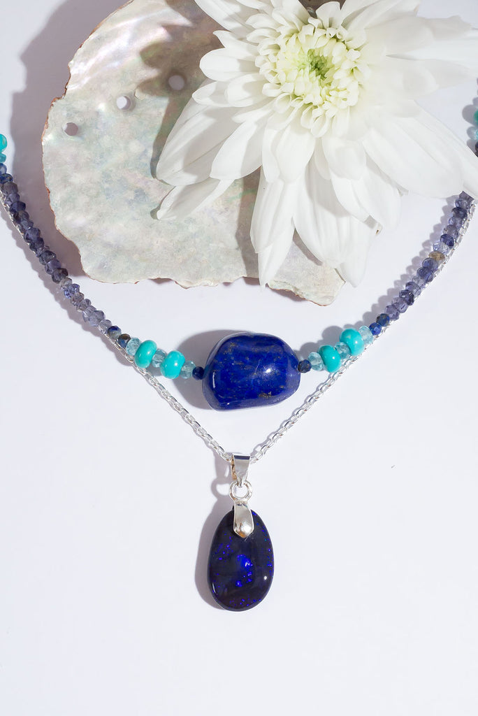 Get lost in the enthralling midnight blue hues of this magical Australian Opal pendant.