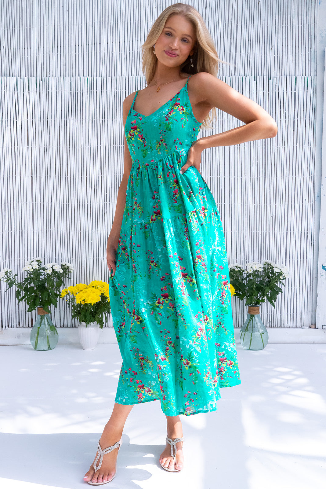 Green maxi hot sale evening dress